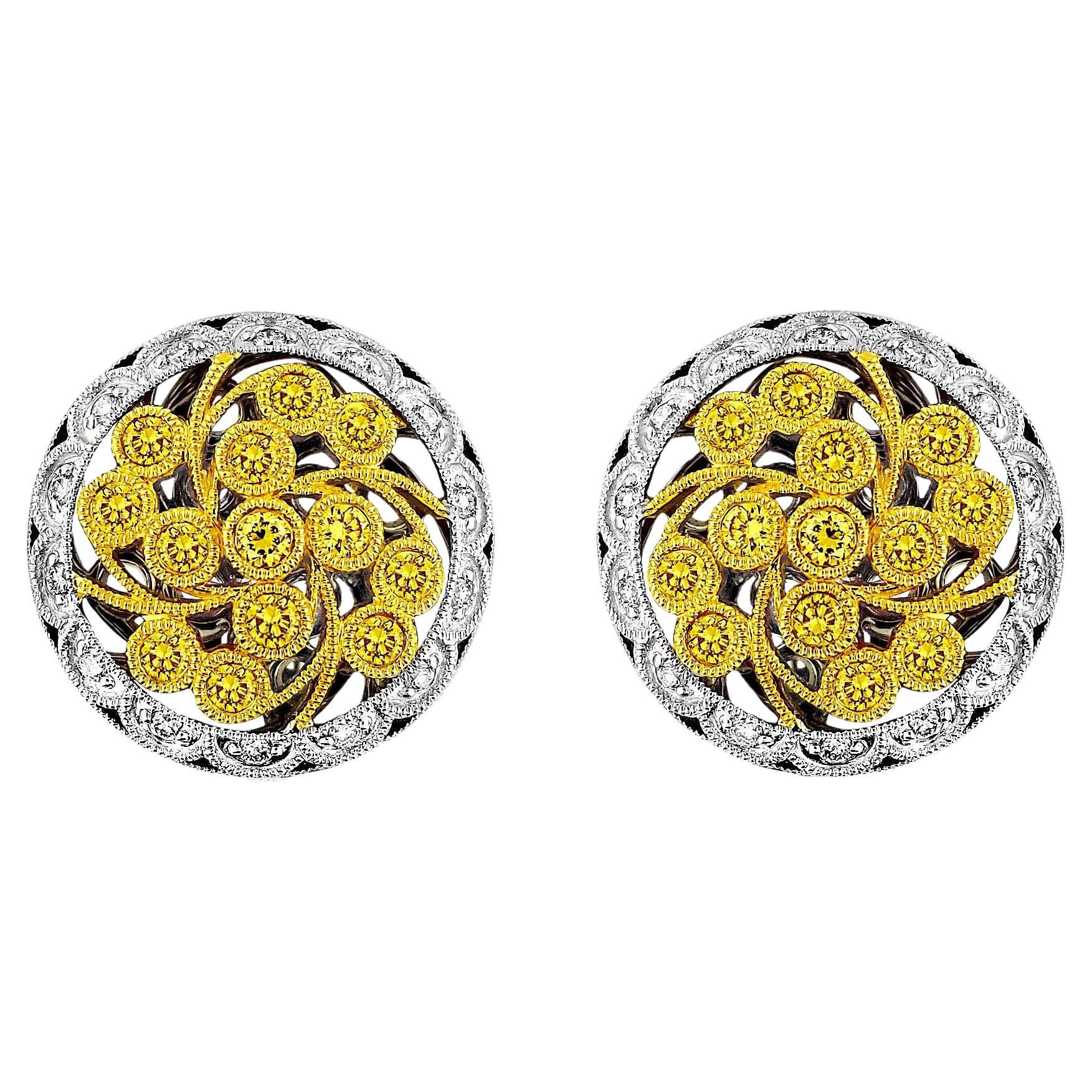 Orecchini Vitolo in oro 18 carati con motivo floreale e diamanti