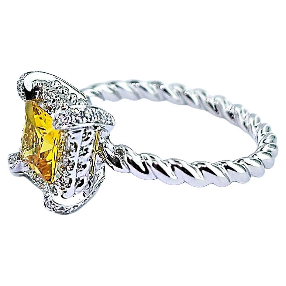 Vitolo Bague en forme de corde en or 18 carats avec diamants et saphir jaune