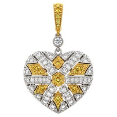 Italian Designer 18 Karat Gold Heart Motif Diamond Pendant
