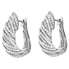 Vitolo Boucles d'oreilles en or blanc 18 carats avec pavé de diamants