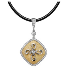 Vitolo 18 Karat Gold Florentine Finish Diamond Pendant