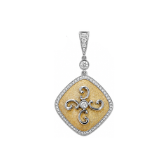Vitolo 18 Karat Gold Florentine Finish Diamond Pendant