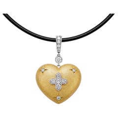 Vitolo 18K Yellow & White Gold Diamond Heart Locket Pendant