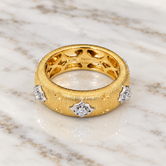 Vitolo 18K Two-Tone Gold Diamond Etruscan-Style Band Ring
