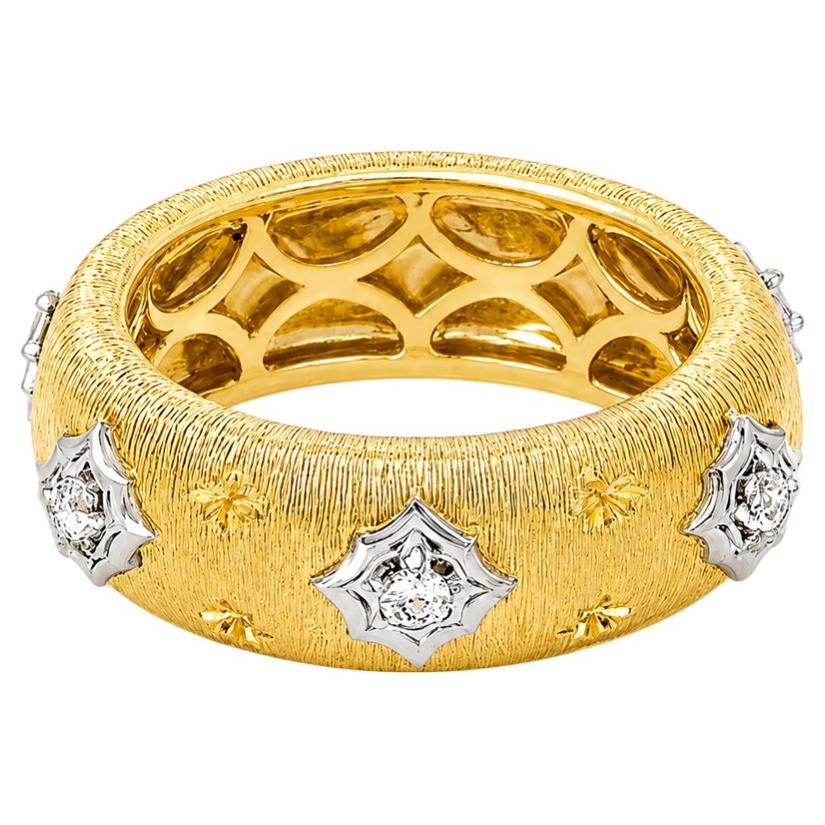 Vitolo Bague en or bicolore 18K avec diamants de style étrusque