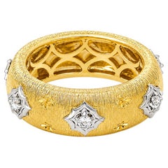 Vitolo 18K Two-Tone Gold Diamond Etruscan-Style Band Ring