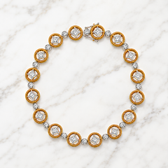 Vitolo 18K Two-Tone Gold Diamond Star Motif Link Bracelet