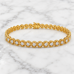 Pulsera «Halo» de Vitolo en oro amarillo de 18 quilates con diamantes en forma de cuentas