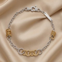 Vitolo 18K Two-Tone Gold Twisted Link Bracelet with Diamond Rondelles