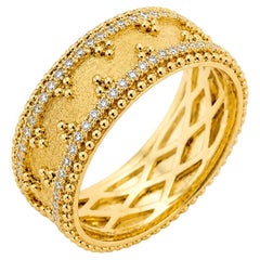 Vitolo Diamantring aus 18-karätigem Gelbgold mit italienischer Granulation