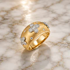 Anillo de Vitolo de oro blanco y amarillo de 18 quilates con diamantes, estilo etrusco