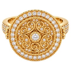 Anillo de Vitolo de oro amarillo de 18 quilates con diamantes y diseño en espiral al estilo de la granulación