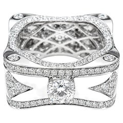 Vitolo 18K White Gold Diamond Square Silhouette Statement Ring
