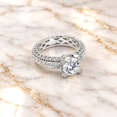 Vitolo 18K White Gold Diamond Granulato Engagement Ring