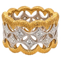 Vitolo Florentine Finished Two-Tone 18 Karat Gold Italian Diamond Ring