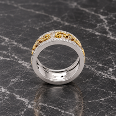 Vitolo Florentine-Finish Two-Tone 18K Gold Diamond Ring