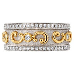 Vitolo Florentine-Finish Two-Tone 18K Gold Diamond Ring