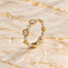 Vitolo 18K White and Yellow Gold Diamond Sunburst Band Ring