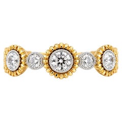 Vitolo 18K White and Yellow Gold Diamond Sunburst Band Ring