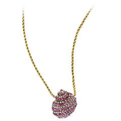 An Antique Ruby and Diamond Pendant Necklace