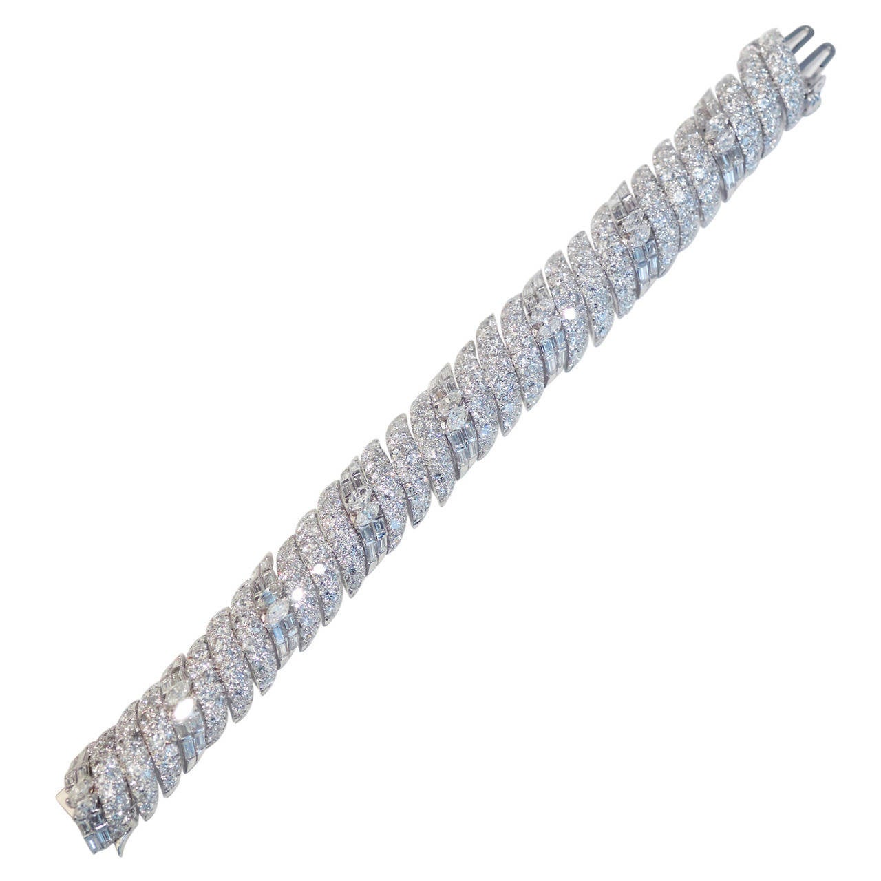 David Webb Magnificent Diamond Scroll Link Bracelet For Sale
