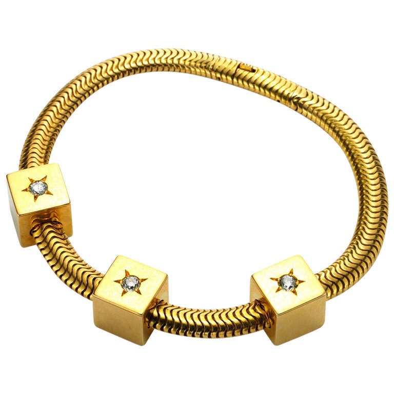 Mellerio Retro Diamond Gold Bracelet