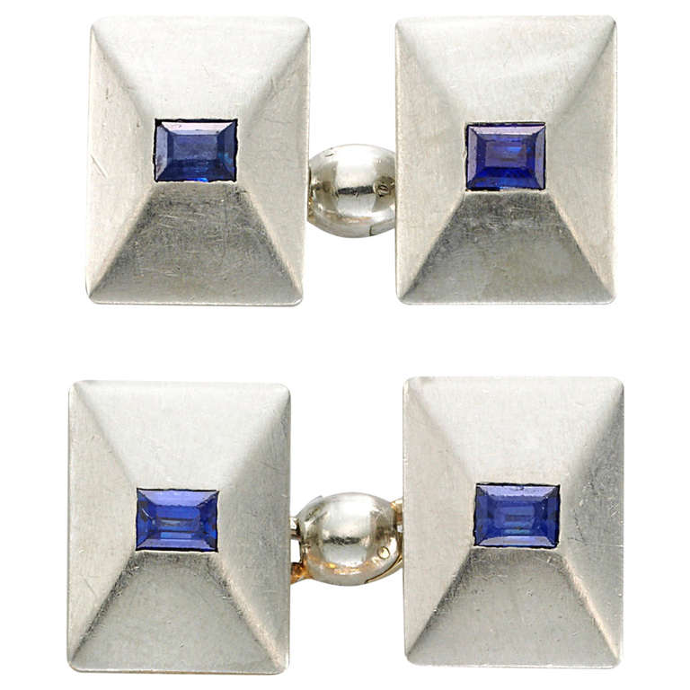 Cartier Sapphire Platinum Cufflinks