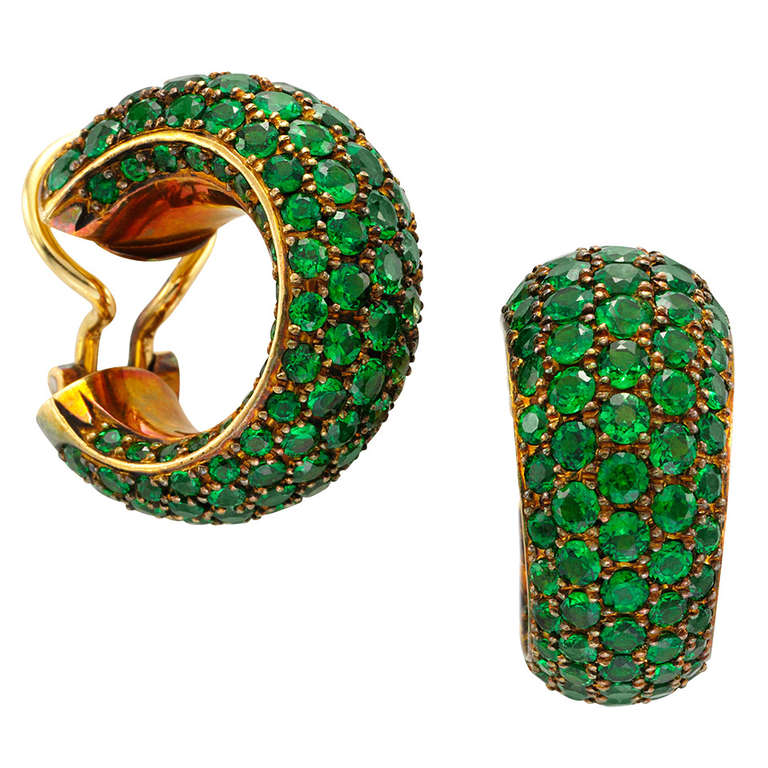 Hemmerle Tsavorite Copper Gold Hoop Earrings For Sale