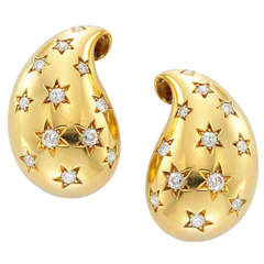 Cartier Retro Diamond Gold Ear Clips