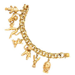 Vintage Gold Animal Charm Bracelet