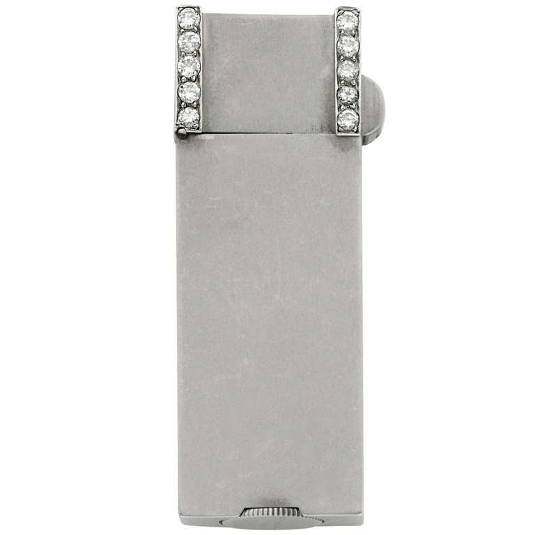 Ostertag Art Deco Diamond Platinum Lighter For Sale