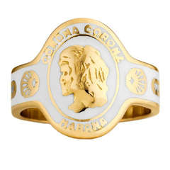 Cartier White Enamel Yellow Gold Cigar Band Ring