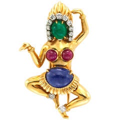 Bulgari A Gem-Set Diamond Balinese Dancer Brooch