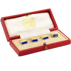 Cartier A Pair of Lapis Lazuli Gold Cufflinks