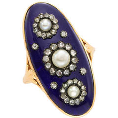 An Antique Enamel Seed Pearl Diamond Ring