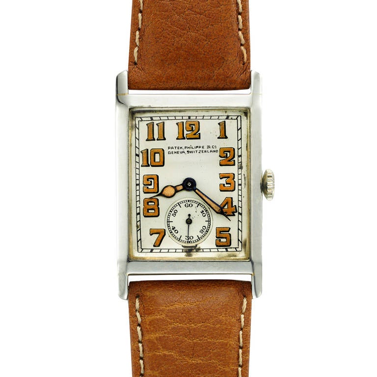 Patek Philippe White Gold Rectangular Wristwatch For Sale