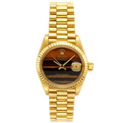 Rolex Lady's Yellow Gold Wristwatch with Tiger's Eye Dial