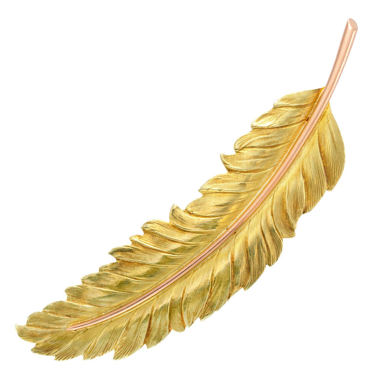 A Yellow and Rose Gold Feather Hair Clip For Sale