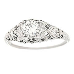 Vintage Art Deco .50 Carat Diamond Platinum Engagement Ring