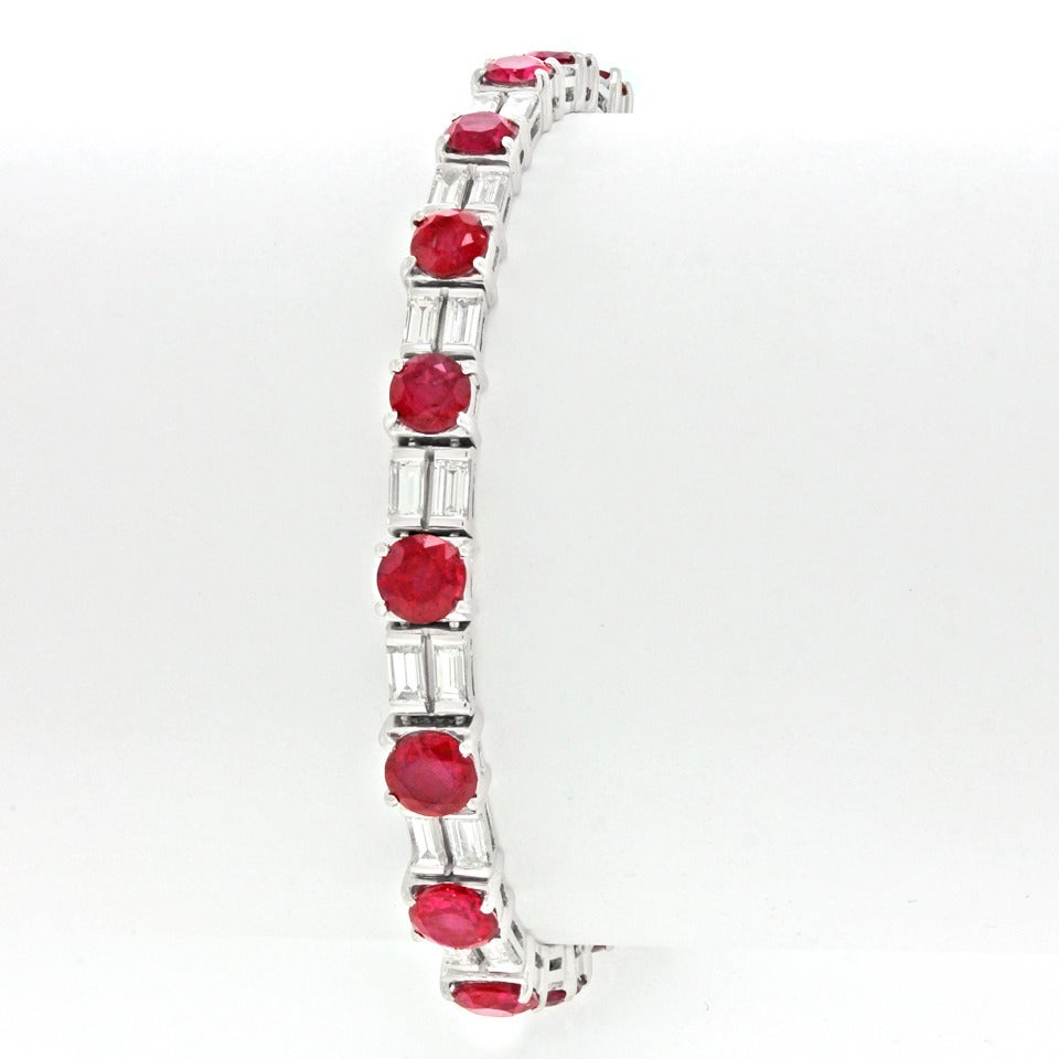 Van Cleef & Arpels Ruby Diamond Platinum Bracelet