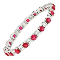 Van Cleef & Arpels Ruby Diamond Platinum Bracelet