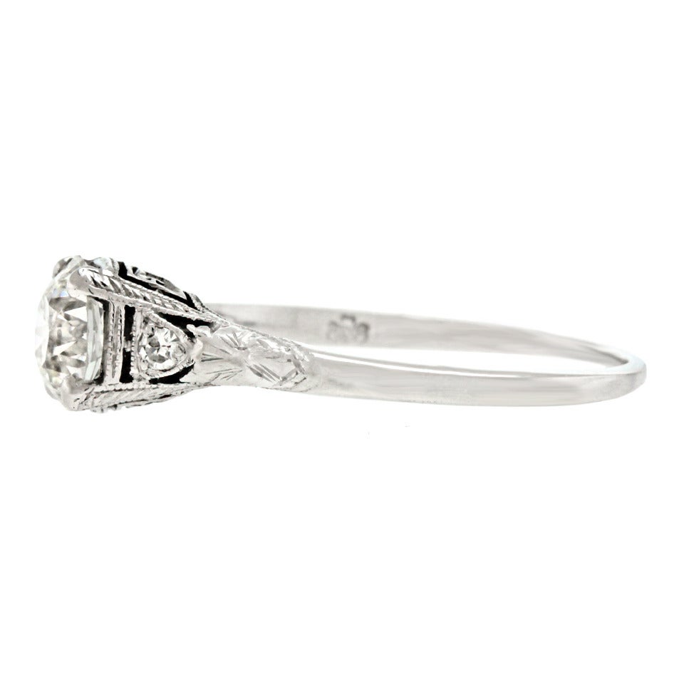Art Deco Diamond Platinum Engagement Ring 3