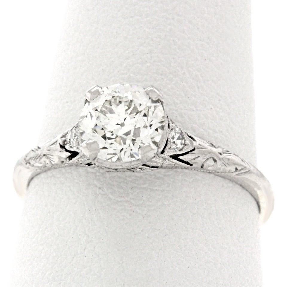 Art Deco Diamond Platinum Engagement Ring 4