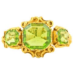 Antique Rococo Revival Gold Bracelet Set With Large Peridots