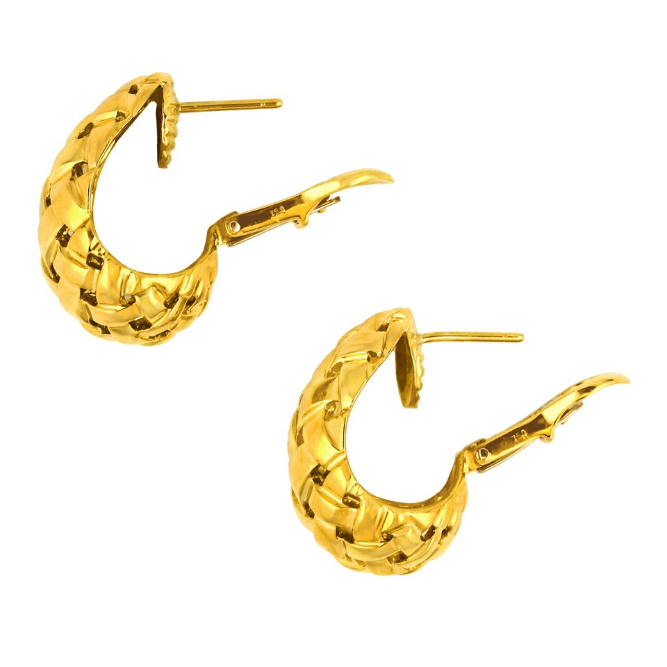 Tiffany & Co. Gold Vannerie Earrings 2