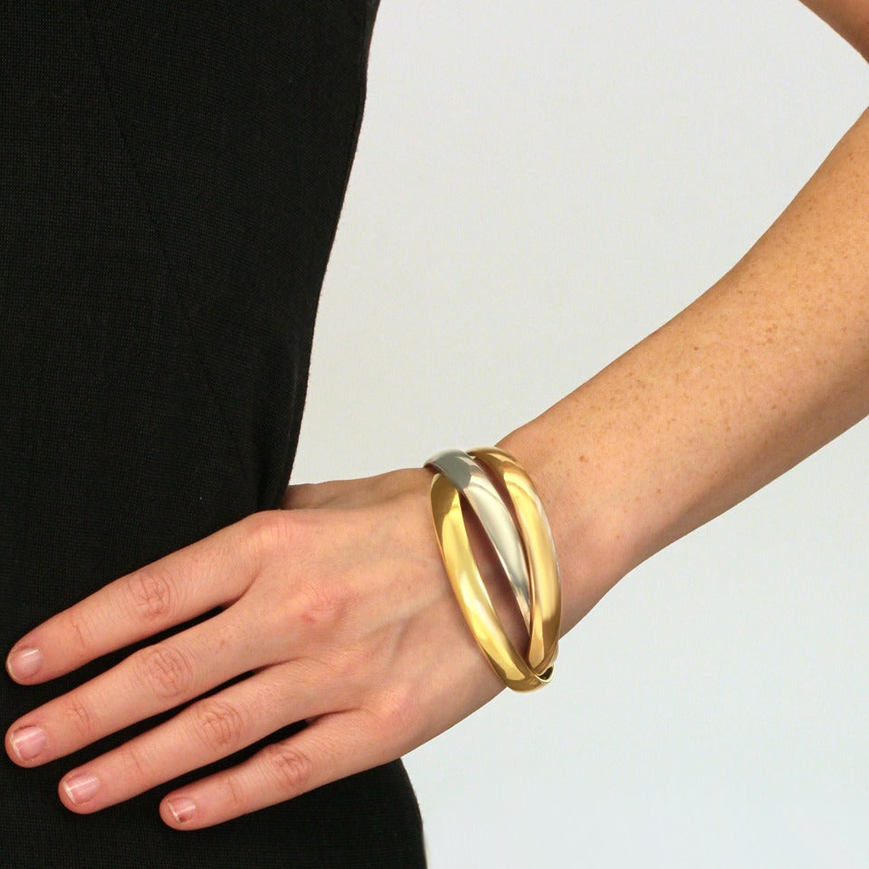 Women's Cartier Extra Wide Trinity Gold Bangle Bracelet