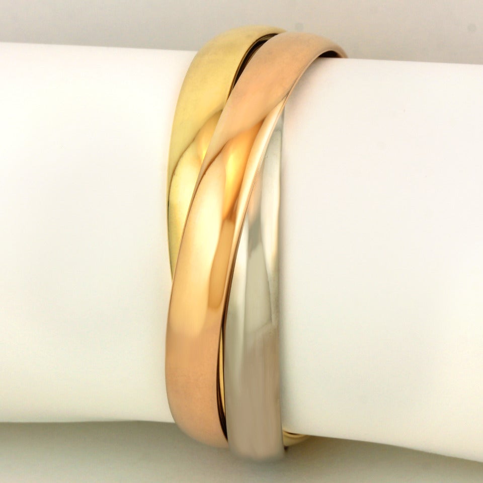 Cartier Extra Wide Trinity Gold Bangle Bracelet 3