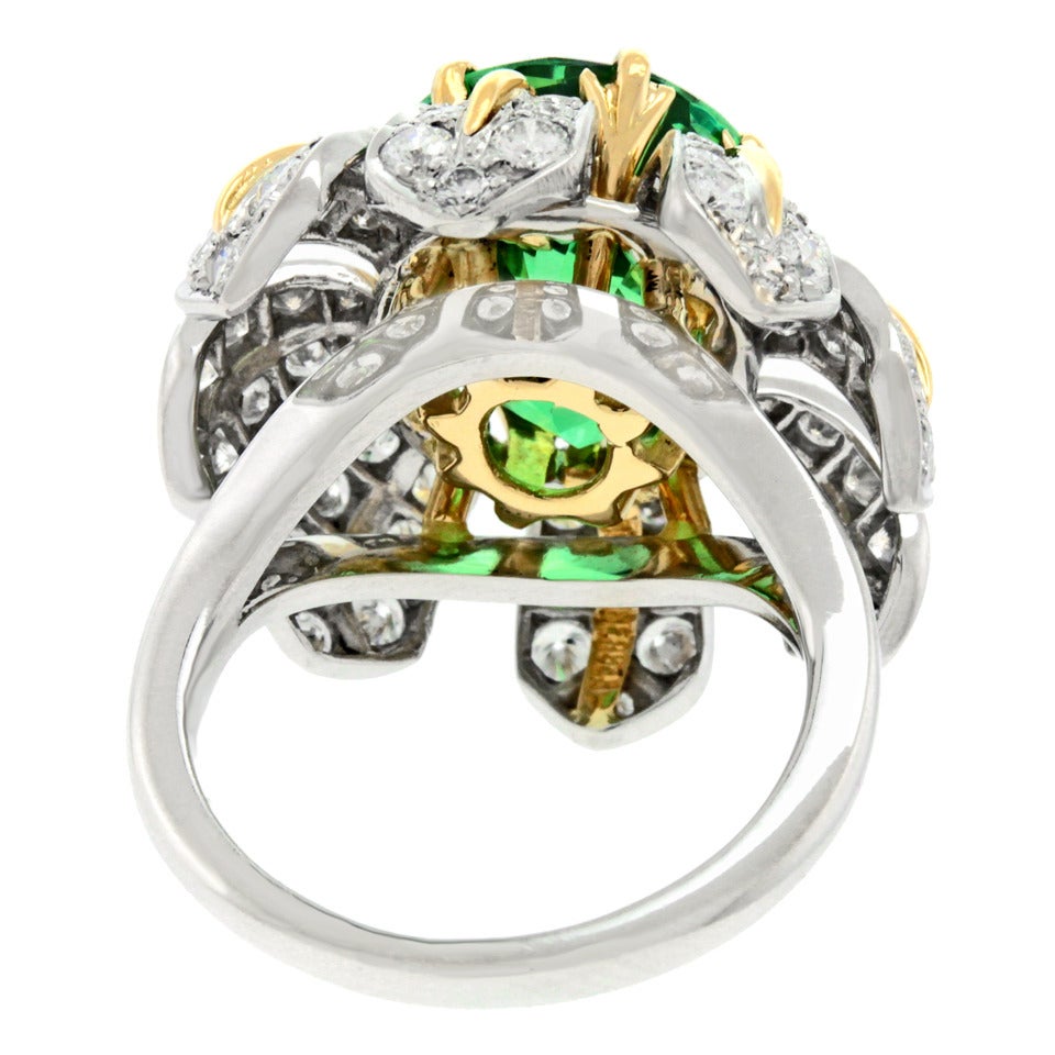 Women's Tiffany & Co. Schlumberger Tsavorite Diamond Platinum Ring