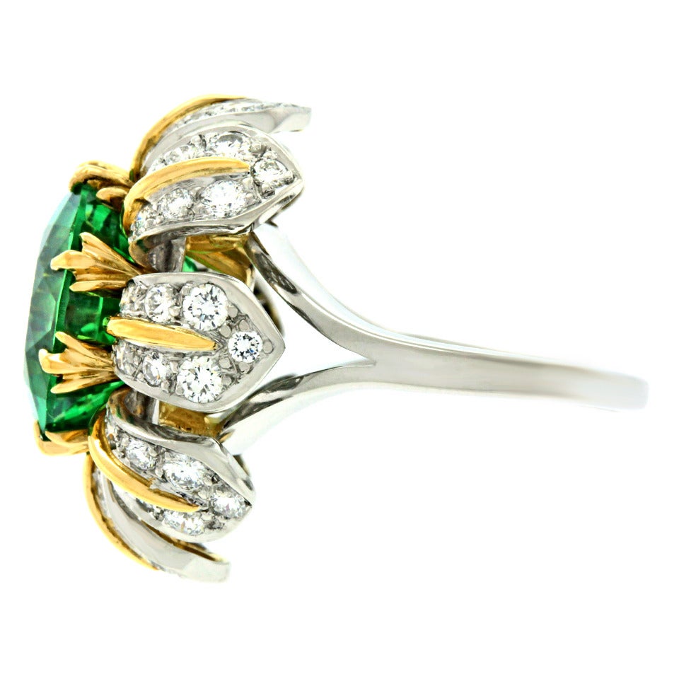 Tiffany & Co. Schlumberger Tsavorite Diamond Platinum Ring 1