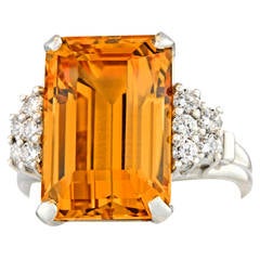 Vintage Art Deco Natural Topaz  Diamond Platinum Ring